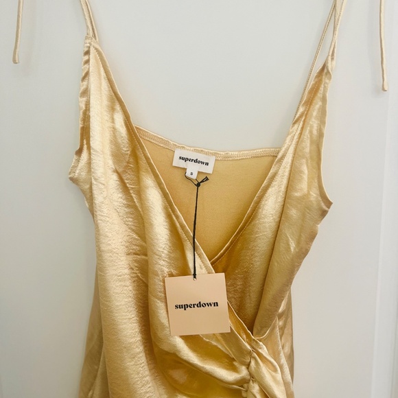 Superdown Lennie Wrap Dress - Champagne, Size S - Sold Out Style! - Picture 5 of 7